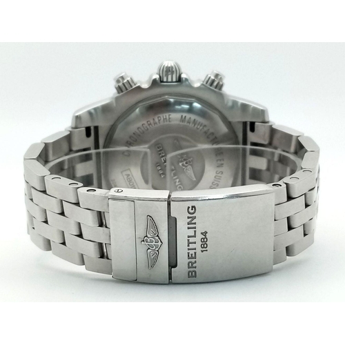 164 - A Breitling Chronograph AB0115 Automatic Gents Watch. Stainless steel bracelet and case - 44mm. Meta... 