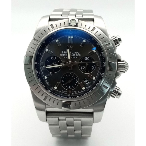 164 - A Breitling Chronograph AB0115 Automatic Gents Watch. Stainless steel bracelet and case - 44mm. Meta... 