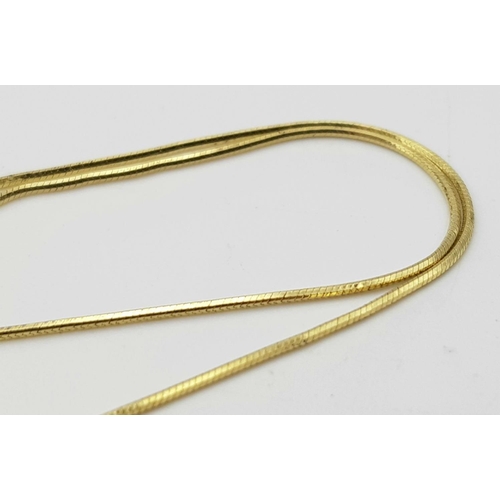 612 - A Pretty 9 Carat Yellow Gold, Fully Hallmarked, Pearl Pendant Necklace. 46cm Length Snake Chain, Pen... 