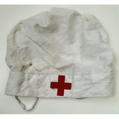 1008 - Original WWII German Red Cross DRK Helferin Nurse's head cover. Unissued War stock from a box that h... 