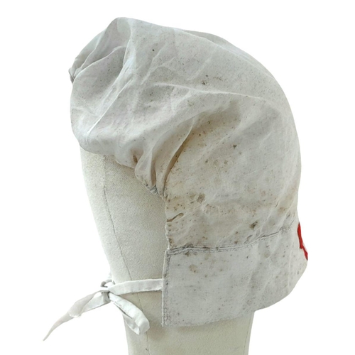 1008 - Original WWII German Red Cross DRK Helferin Nurse's head cover. Unissued War stock from a box that h... 