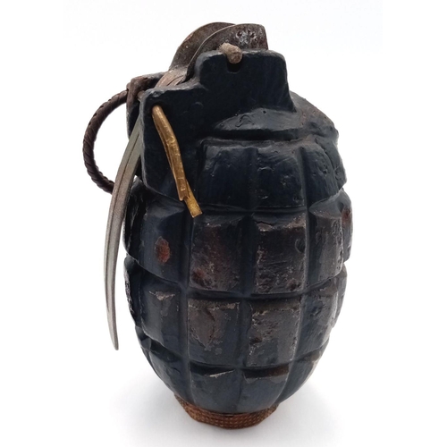 496 - INERT WW1 British Mills No 5/23 Grenade. This early universal base, enabled the grenade to be used a... 