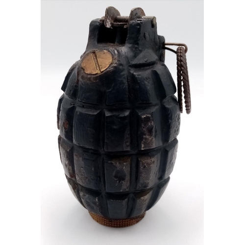 496 - INERT WW1 British Mills No 5/23 Grenade. This early universal base, enabled the grenade to be used a... 