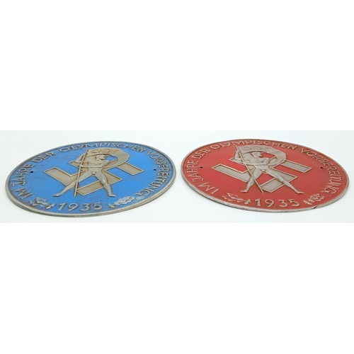 391 - A pair of German 1935 Olympic Plaques.