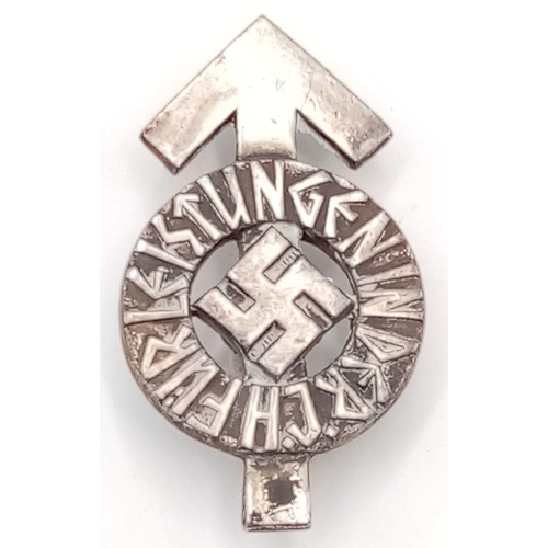 411 - A 3rd Reich Hitler Youth Silver Grade 2nd Class “Leistungsabzeichen” Proficiency Badge. Serial No on... 