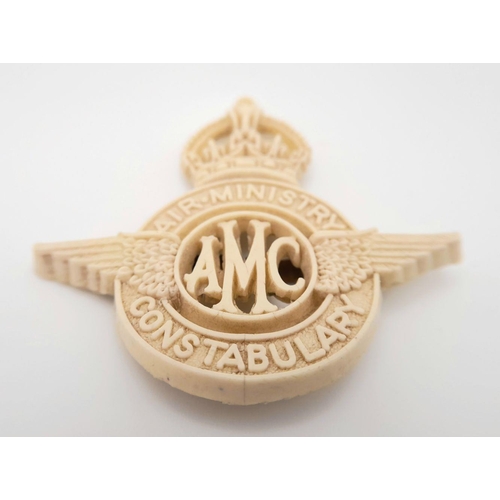 510 - Rare WW2 Economy Plastic Air Ministry Cap Badge.