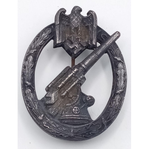 244 - 3rd Reich Early War Heer (Army) Flak Artillery Badge. Nice solid heavily plated Tumbak Badge. Unmark... 