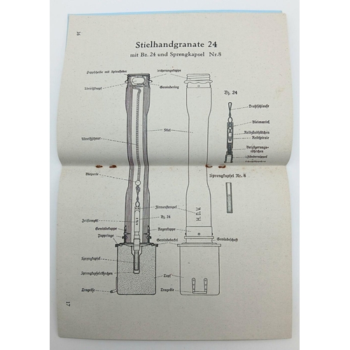 587 - A Instruction Manual for the No 24 Hand Grenade used by the Waffen SS. Good condition throughout.