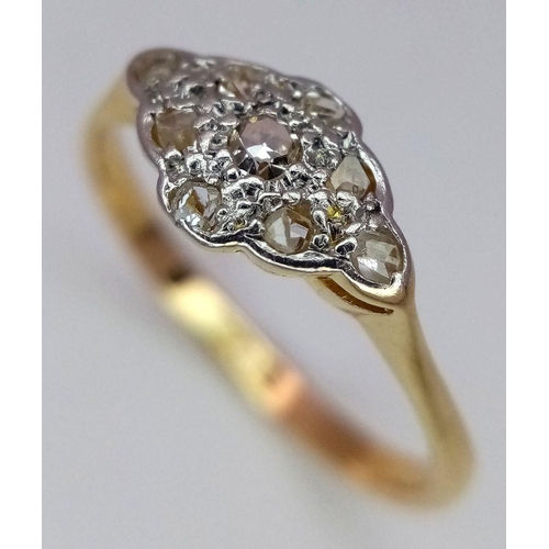 1292 - A 18K YELLOW GOLD VINTAGE OLD CUT DIAMOND RING 2.1G SIZE L 1/2. Ref: SC 2063