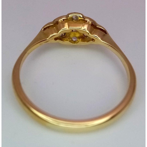 1292 - A 18K YELLOW GOLD VINTAGE OLD CUT DIAMOND RING 2.1G SIZE L 1/2. Ref: SC 2063