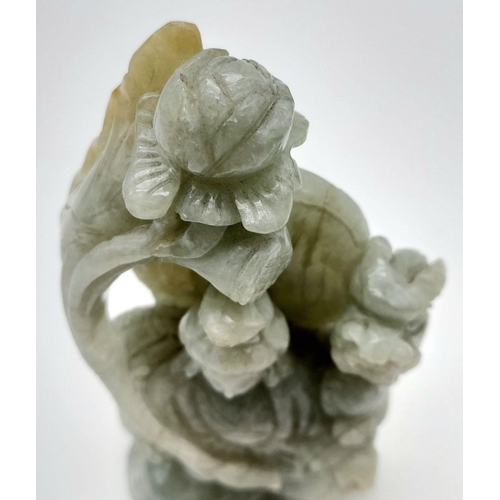 122 - A Vintage, Possibly Antique Chine Green Jade Hand-Carved Figure of Guanyin and Dragon. Beautifully c... 