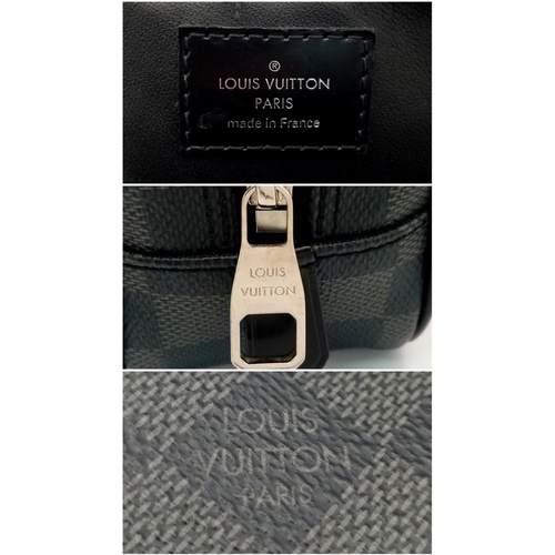 136 - A Louis Vuitton Damier Graphite Toiletry Pouch. Coated canvas exterior with silver-toned hardware an... 