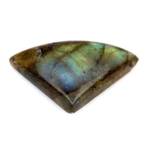 1491 - An 11.90 Ct Cabochon Labradorite Gemstone, Fancy Cut Shape, GLI Certified. VU105