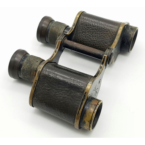 153 - An original, pair of WW1, British Forces, Officer’s Binoculars made in 1918 by A. KERSHAW in Leeds. ... 