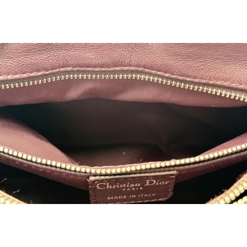 171 - A Christian Dior Woven Lambskin Avenue Small Tote Bag. Woven burgundy leather exterior with silver t... 