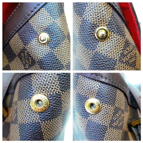 178 - A Louis Vuitton Hampstead Tote Bag. Checked LV monogram canvas exterior. Gold tone hardware. Red tex... 