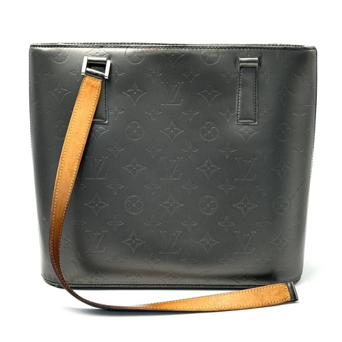 190 - A Louis Vuitton Monogram Mat Stockton Tote Bag. Grey monogram leather exterior with a matte finish, ... 