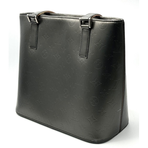 190 - A Louis Vuitton Monogram Mat Stockton Tote Bag. Grey monogram leather exterior with a matte finish, ... 