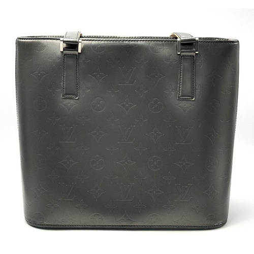 190 - A Louis Vuitton Monogram Mat Stockton Tote Bag. Grey monogram leather exterior with a matte finish, ... 