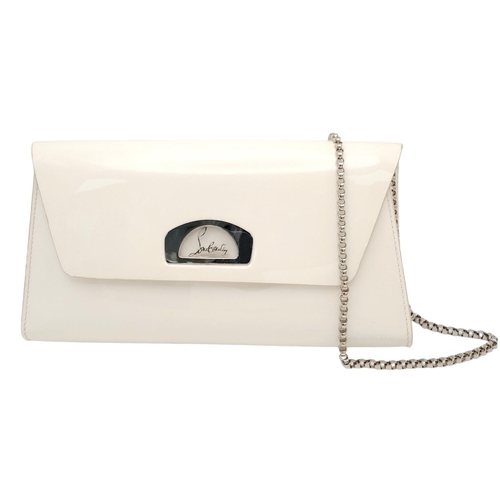 200 - A Christian Louboutin Patent White leather Handbag. Magnetic flap closure. Red leather interior with... 