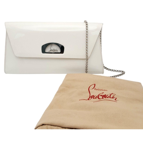 200 - A Christian Louboutin Patent White leather Handbag. Magnetic flap closure. Red leather interior with... 