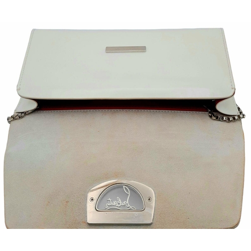 200 - A Christian Louboutin Patent White leather Handbag. Magnetic flap closure. Red leather interior with... 