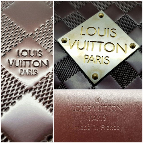 242 - A Louis Vuitton Brooklyn Leather Shoulder bag. Burgundy leather checked exterior. Silver tone hardwa... 