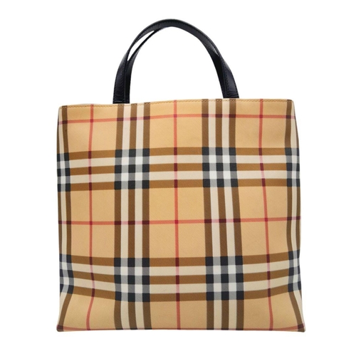 368 - A Classic Burberry Small Tote Bag. Canvas check design exterior. Monogram black textile interior wit... 