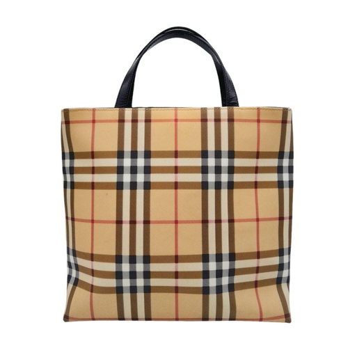 368 - A Classic Burberry Small Tote Bag. Canvas check design exterior. Monogram black textile interior wit... 