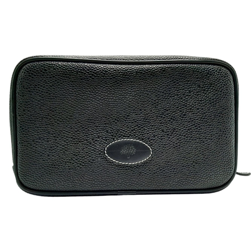 382 - A Mulberry Black Toiletry Pouch Bag. Leather exterior, silver-toned hardware, single zipped top clos... 