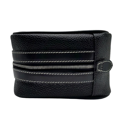 382 - A Mulberry Black Toiletry Pouch Bag. Leather exterior, silver-toned hardware, single zipped top clos... 