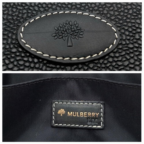 382 - A Mulberry Black Toiletry Pouch Bag. Leather exterior, silver-toned hardware, single zipped top clos... 