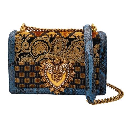 39 - A Dolce and Gabbana Patchwork Devotion Crossbody/Shoulder Bag. This snakeskin bag has multicolour ex... 