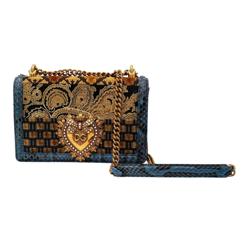 39 - A Dolce and Gabbana Patchwork Devotion Crossbody/Shoulder Bag. This snakeskin bag has multicolour ex... 