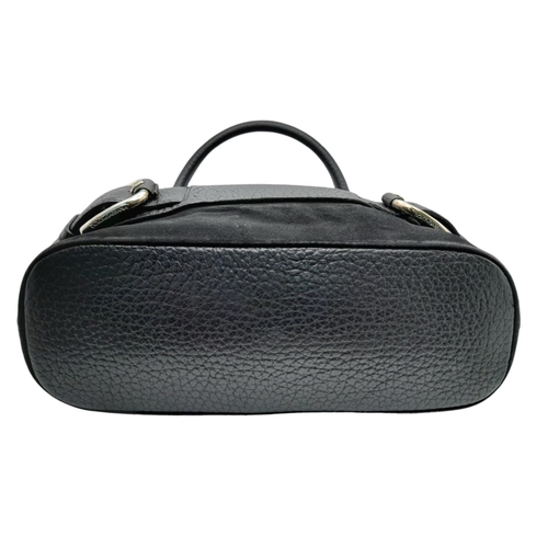 400 - A Dolce and Gabbana Black Suede and Leather Handbag. Exterior belt form with silver tone hardware. S... 