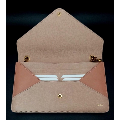 466 - A Chloé Pink Leather and Canvas Chain Shoulder Bag. Leather and canvas exterior with gold-toned hard... 