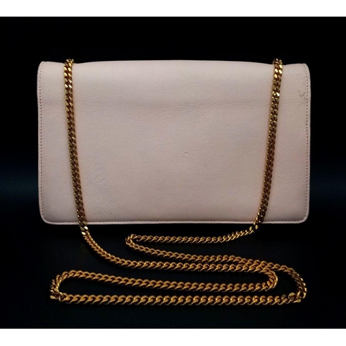 466 - A Chloé Pink Leather and Canvas Chain Shoulder Bag. Leather and canvas exterior with gold-toned hard... 