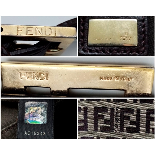 480 - A Fendi Textile Crossbody Bag. Monogram decoration. Gold tone hardware. 27 x 27cm. Comes with a dust... 