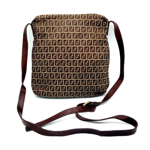 480 - A Fendi Textile Crossbody Bag. Monogram decoration. Gold tone hardware. 27 x 27cm. Comes with a dust... 