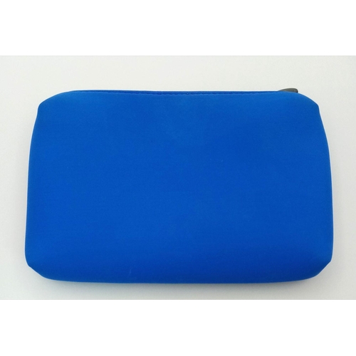 494 - A Balmain of Paris Blue Textile Toiletries Bag. 21cm x 14cm. 
Ref: 019410