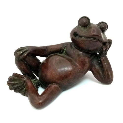 83 - A rare, vintage, copper statuette of “Plato” the Philosopher Frog, contemplating life with an enigma... 