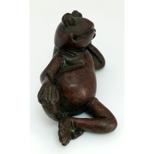 83 - A rare, vintage, copper statuette of “Plato” the Philosopher Frog, contemplating life with an enigma... 