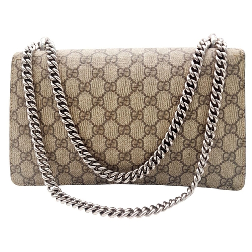 99 - A Gucci Dionysus Shoulder Bag. Monogram textile exterior with silver tone hardware. Open and zipped ... 