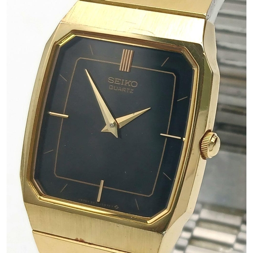 1413 - A Vintage Men’s Collectible Seiko Quartz Tank Watch Model 6530-5530- 28mm Case Width. Working Order ... 