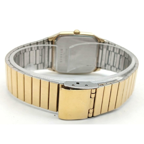 1413 - A Vintage Men’s Collectible Seiko Quartz Tank Watch Model 6530-5530- 28mm Case Width. Working Order ... 