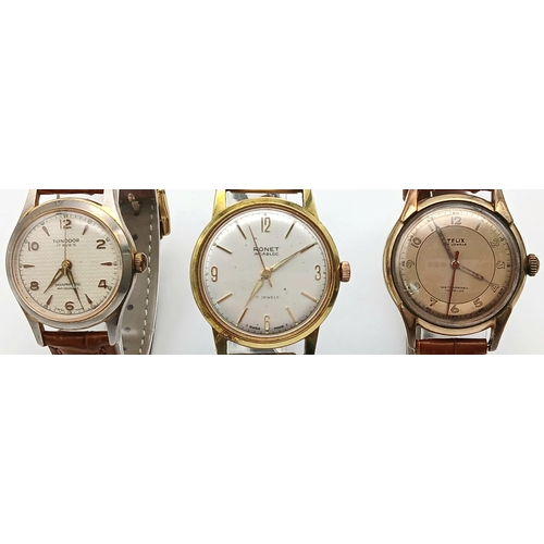 1406 - A Parcel of Three Vintage Swiss Made Mechanical Wind Watches. All Working Order. Comprising; 1) Tuno... 