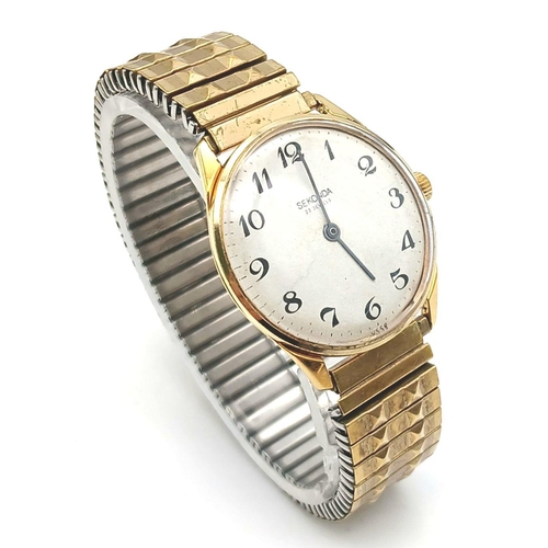 1294 - A Vintage Gold Tone Manual Wind Watch by Sekonda. 23 Jewel Movement-35mm Case. Good Working Order. F... 