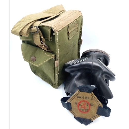 822 - A WW2 British Airborne Gas Mask and Case. Re-issued to Denmark after the War. No filter as they cont... 