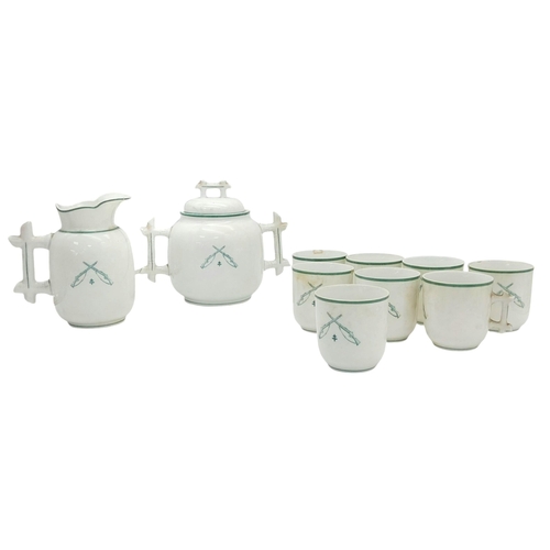 913 - A Circa 1880-1920 Defuisseaux Baudour-Belgium Porceline Tea Set with crossed rifles over the cross o... 