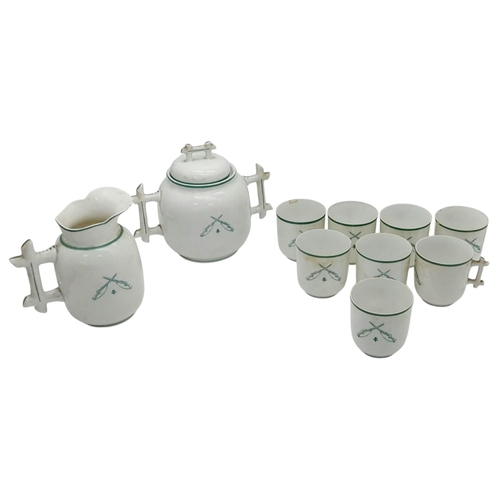 913 - A Circa 1880-1920 Defuisseaux Baudour-Belgium Porceline Tea Set with crossed rifles over the cross o... 